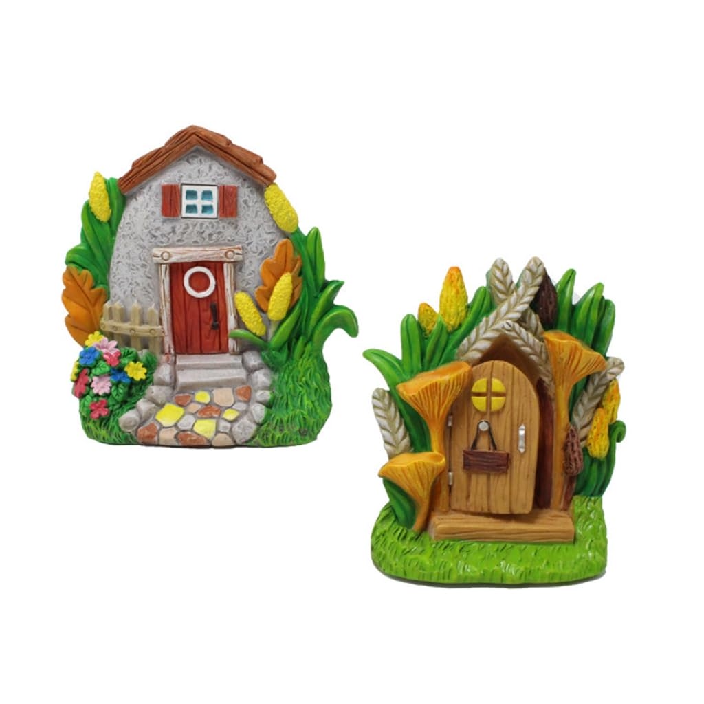 Figurines de jardin en résine (lot de 2) miniatures pour la décoration extérieure