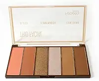 Febella Paleta Trio Facial, 6 Cores, Blush, Iluminador e Contorno, Acabamento Iluminado, Pó Compacto, MU5011