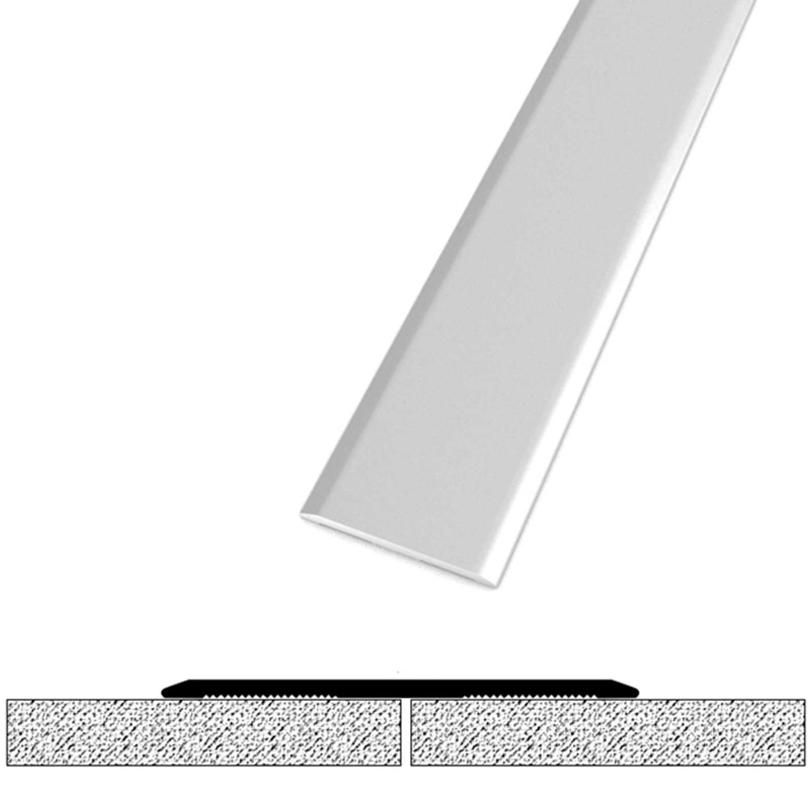 Seuil de transition plat de 2 cm de large anti-poussière couvre-joint alu Style3 durable