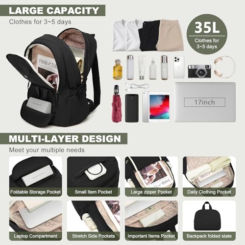Joyway Foldable Women's Mini Backpack Lightweight, Quilted Travel Bag, Cute Everyday Schoolbag, Perfect for Work & School (Black) - image 3