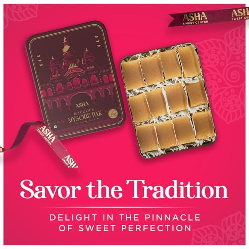 Image of ASHA SWEET CENTER Handcrafted Mysore Pak (500G) | Made With Pure Desi Ghee | Melts In Mouth | Special Indian Mithai | Delicious & Healthy Exclusive Sweets Gift Box | Traditional Taste of Mysuru