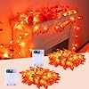 Jmexsuss 2 pack thanksgiving lights indoor with leaf total 22 ft 40 led fall thanksgiving lights battery operated thanksgiving decorations for window garland bedroom fireplace mantle door kitchen  urban country home decor
