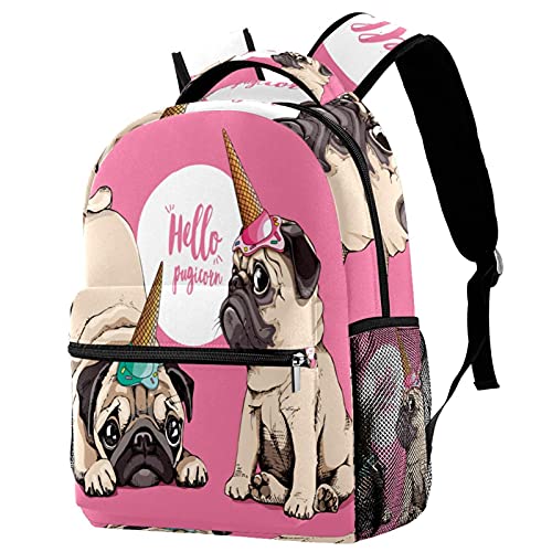 Sac à dos motif chien et os rose pour ados et enfants