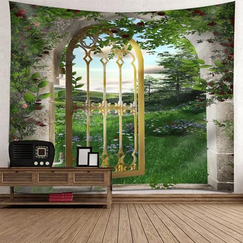 Tapisserie murale paysage de qualite superieure decoration art nature jaune et vert