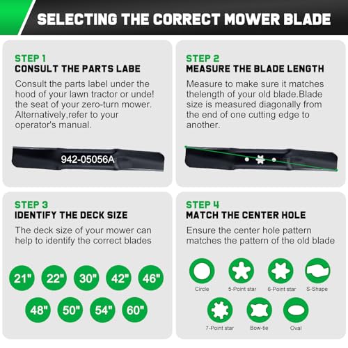 Image of Grasscool 942-05056A Cub Cadet 54 inch Deck ZT1 Mower High Lift Blades | Fit Ultima ZT2-46 XT1-46 XT2 RZT54 490-110-C143 Replacement Parts,Zero Turn Lawn Tractor,6 Star Bagger Sharp Cuts Mows Grass