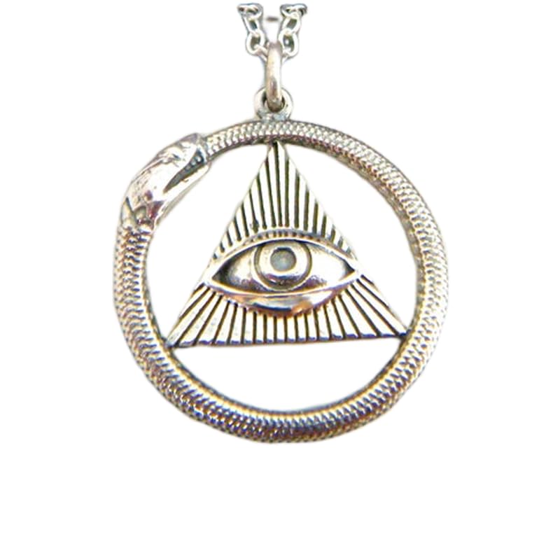 Pendentif triangle œil qui voit tout avec collier serpent dragon