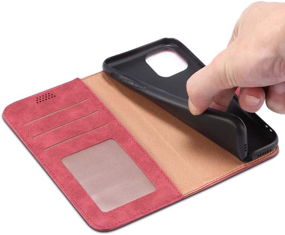 Étui en cuir iPhone 12 marron, housse à clapet chic avec support - 4