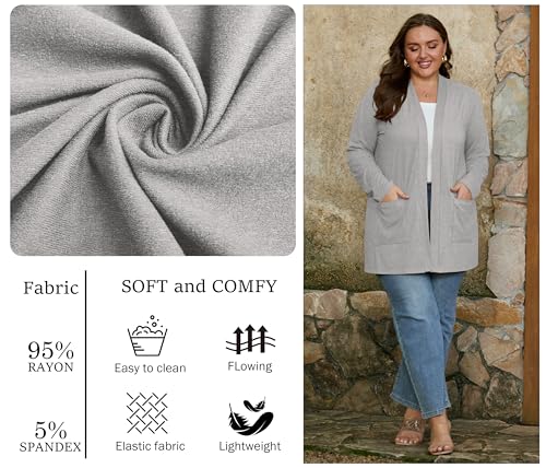 Image of OLRIK Plus Size Cardigan for Women 2026 Lightweight Open Front with Pockets