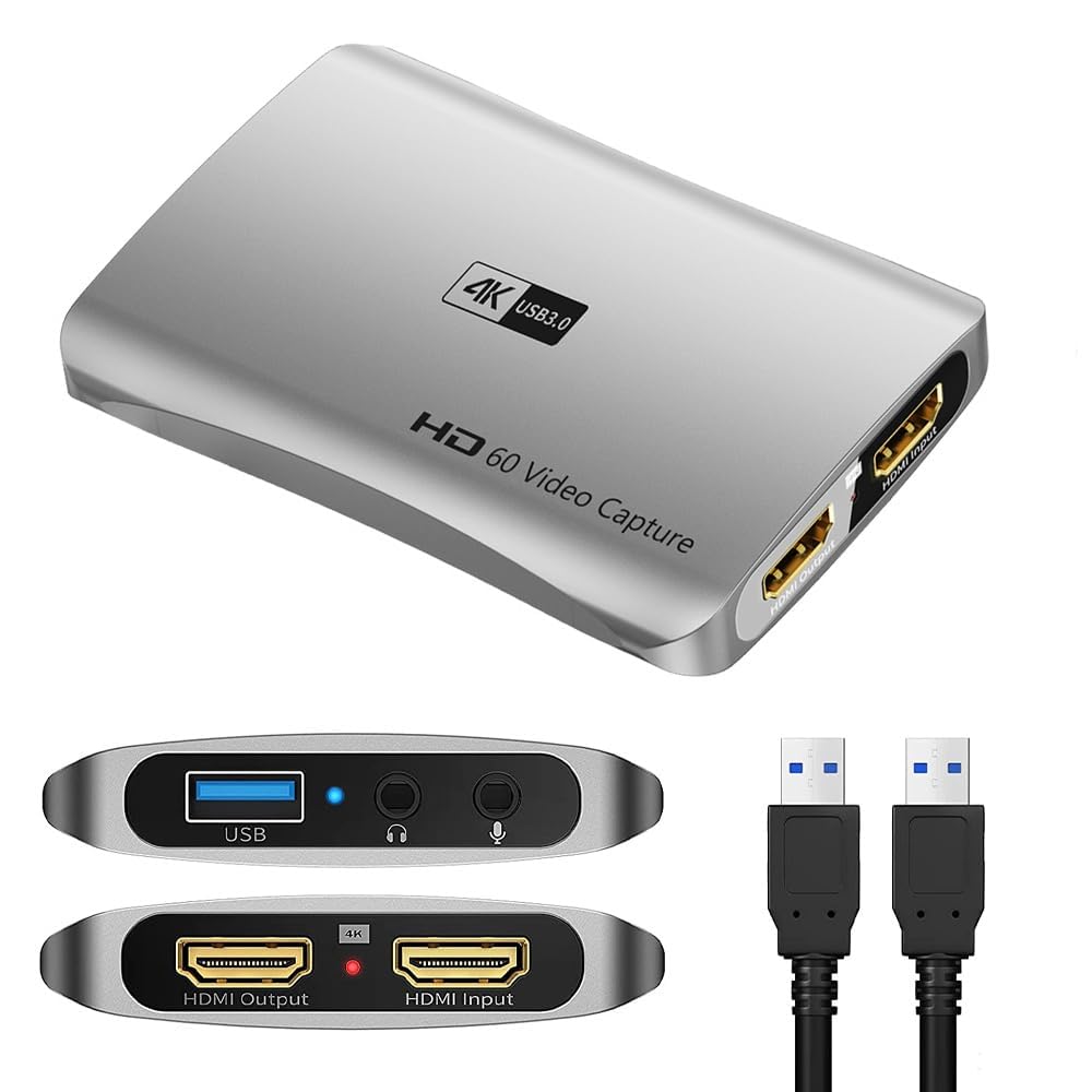 Audio Video Capture Cards 1080p 60fps, 4k HDMI Capture Card Nintendo Switch, USB 3.0 Game Capture Card for Live Streaming Video Conferencing Teaching 3ds PS4 PS5 PC Xbox One Camera OBS-image-18