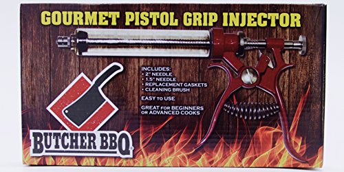 Butcher BBQ Pistol Grip Gourmet Meat Injector Metal Handle 50cc Pistol Grip Syringe