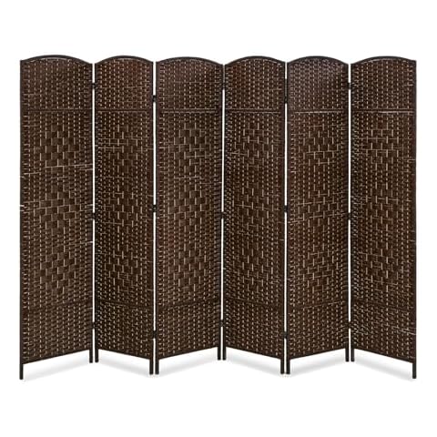 6 Panel Wood Room Divider, 6 Ft Tall Privacy Wall Divider Folding Wood Screen, Each Panel for Home Office Bedroom Restaurant, Best Home Foldable Screen, Light and Easy to Move 70.8" H × 17.7" W Brown Cover