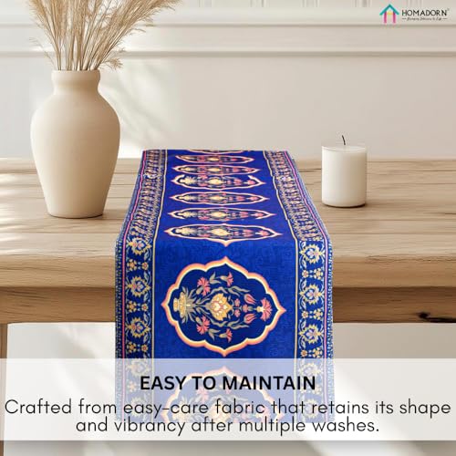 Image of HOMADORN Premium Digital Printed Table Runner - Double Layered Durable Fabric, Elegant Dining & Coffee Table Decoration, Fade-Resistant Prints, Easy Care (13X60 Inches (4 Seater), Heritage Blossom)