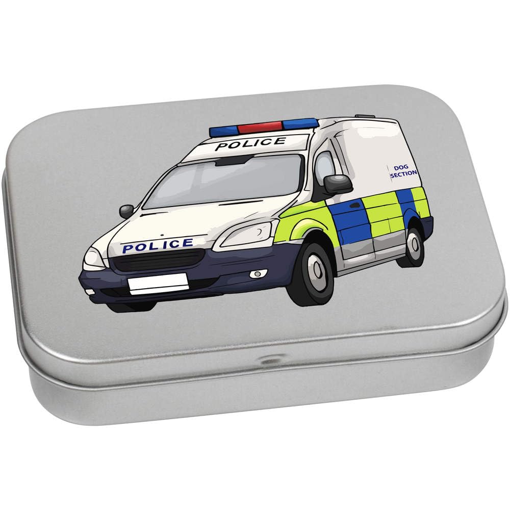 Azeeda 110mm 'Police Dog Van' Metal Hinged Tin/Storage Box (TT00245953)