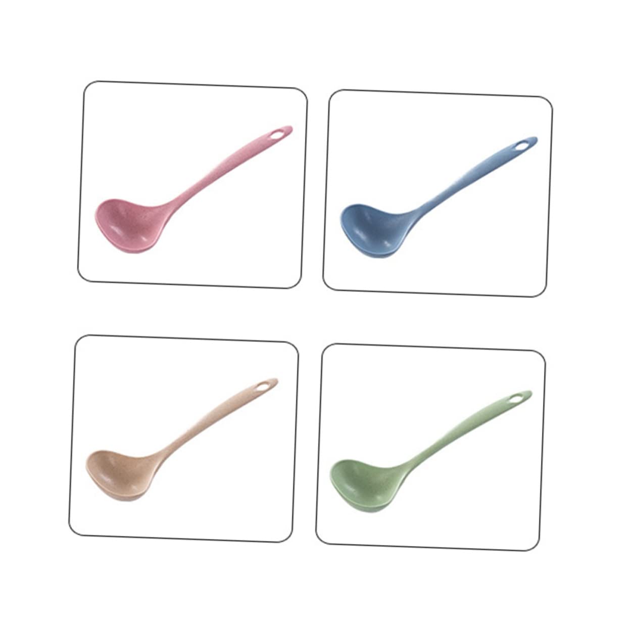 FUNOMOCYA Long Handled Straw Soup Spoon Ladle Spoon Pp Wheat Straw Food Grade Heat-resistant Easy to Store