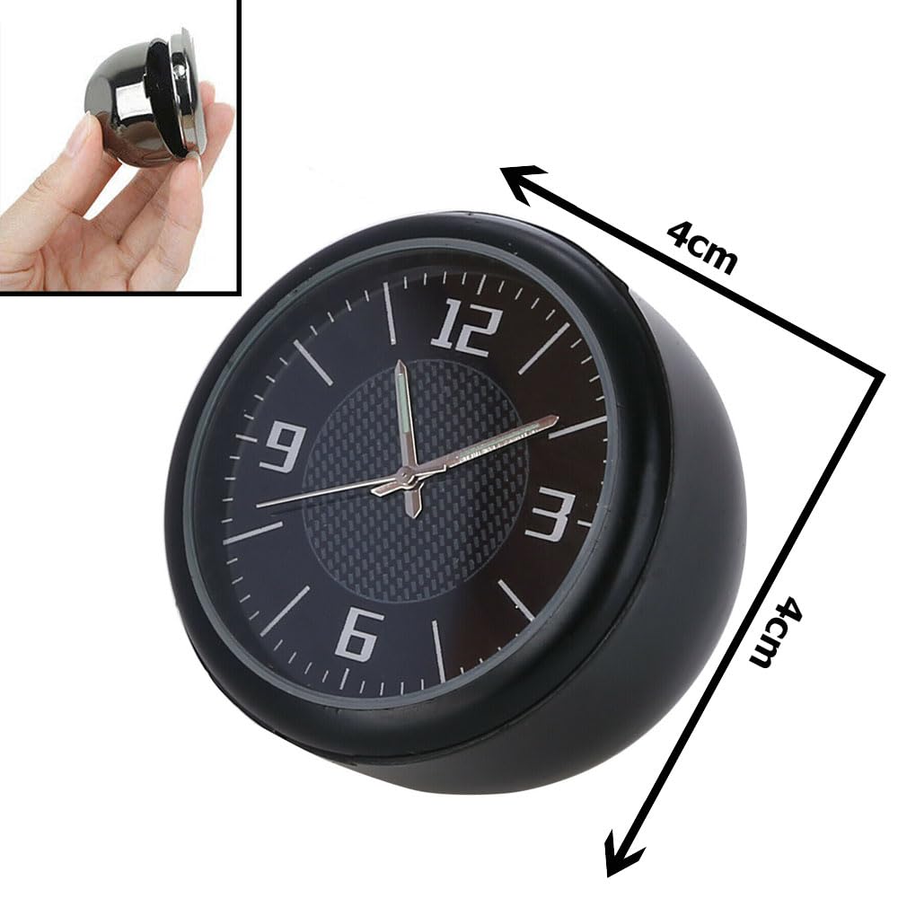 Reloj de coche, KACEPAR 1.6" Mini Reloj de cuarzo para el salpicadero del coche, Reloj universal de decoración,Reloj de coche y reloj luminoso interior modificado