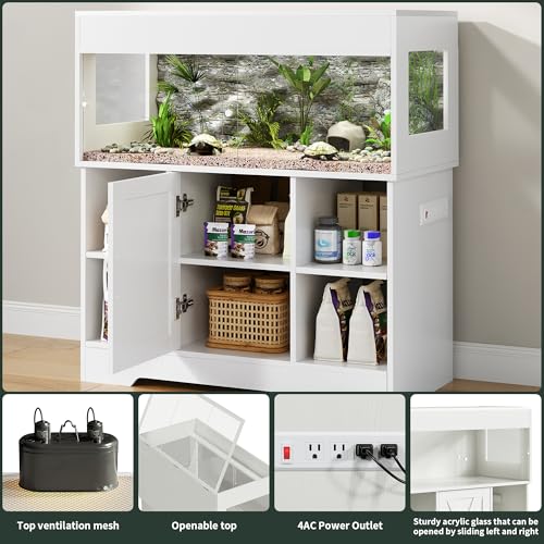 Image of Herture 40 Gallon Reptile Terrarium Tank with Cabinet,Reptile Enclosure