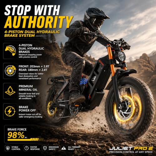 Image of 2026 Eahora 5400W Juliet Pro 2 Electric Bike for Adults 43MPH Dual Motor 70Ah Ebike 200Miles Long Range Electric Bicycle, 20'' Fat Tire Full Suspension Electric Mountain Bike for Commuting /Delivery