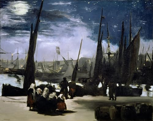 Impression d'art Clair de lune sur la rade de Boulogne Manet toile tendue 60x90