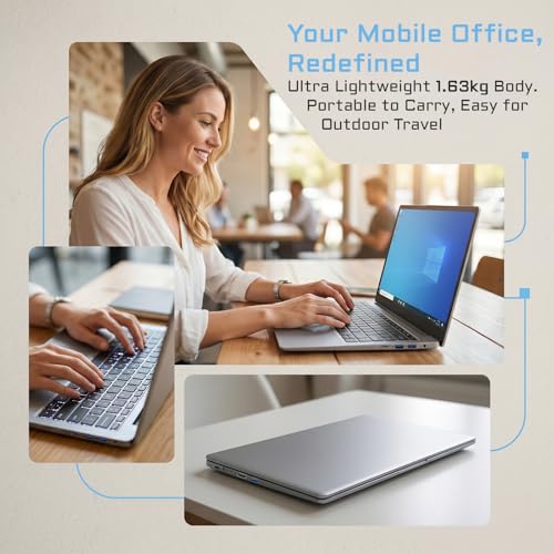 Image of Windows 11 Laptop i3 Computer, 15.6 inch Work Laptop for College Students with Backlit Keyboard WiFi 6 (2 cores, 4 Threads, up to 3.4GHz) 12GB RAM 256GB SSD TF Card Expandable to 2TB Green