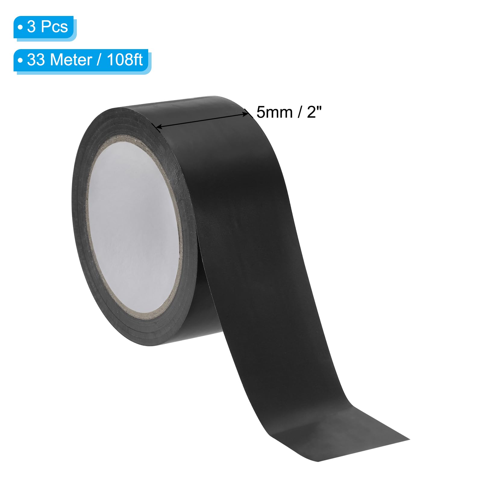 PATIKIL Pickleball Court Tape, 3 Pack 108 Ft x 2 Inch Black PVC Tape for Indoor Outdoor Sports Marking - Image 2