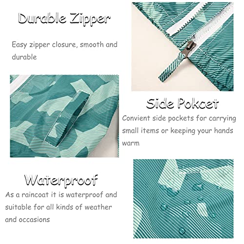 SNOW DREAMS Boys Waterproof Rain Jacket Windbreaker Lightweight Coat Kids Raincoat Outerwear Green Camo Size 64