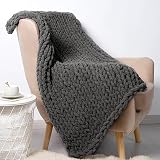 Carriediosa Chunky Knit Throw Blanket Chenille Loop Yarn Handmade Soft Fluffy Throws for Couch Sofa