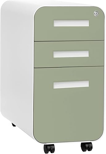 Miniatura 10 de Laura Davidson Furniture Stockpile Archivador móvil delgado de 3 cajones con cerradura - Archivador de metal para debajo del escritorio, carpetas de
