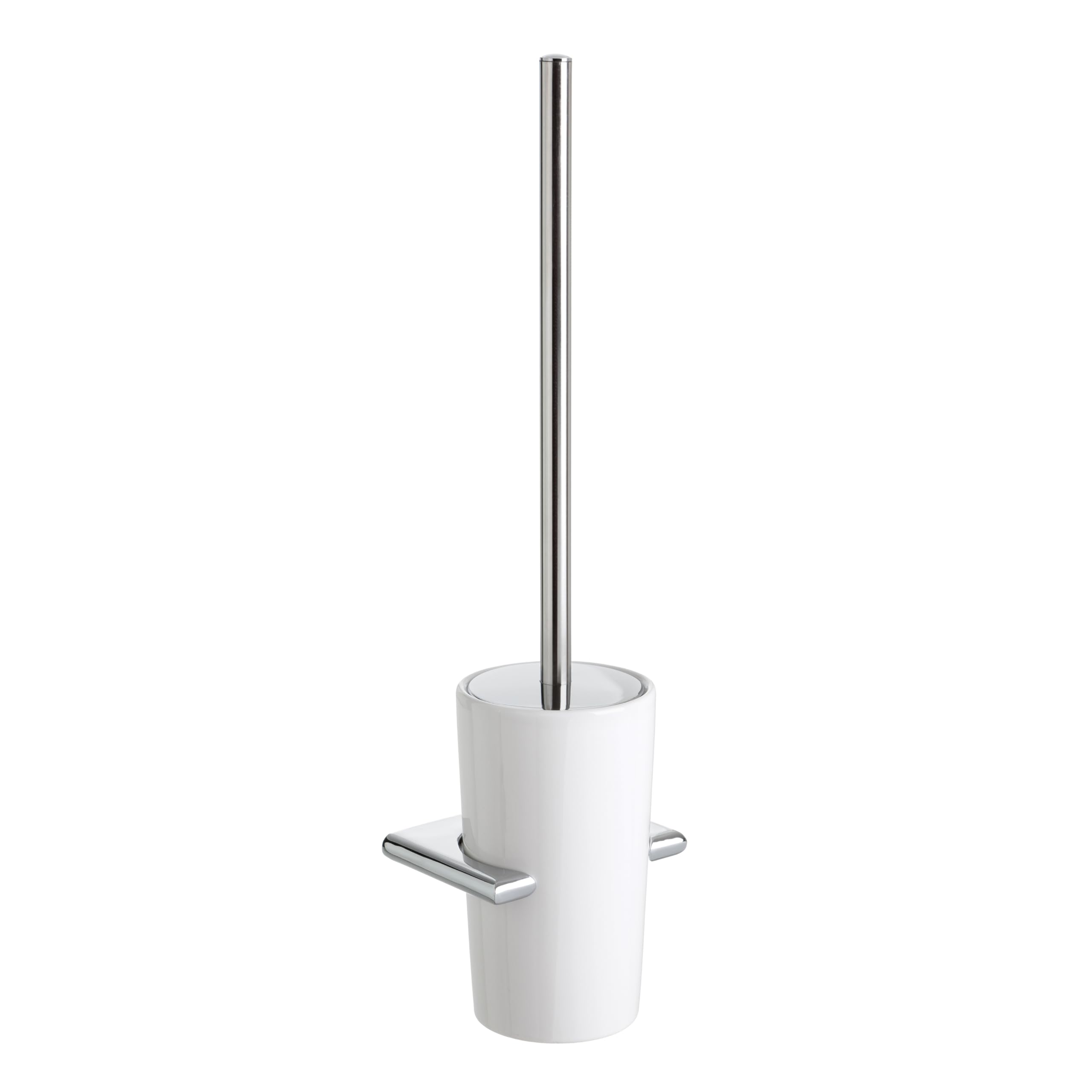 TATAY Toilet Brush Wall-Mounted | Screws Included | 100% Inox Ceramic and Zamak | Compact and Functional Toilet Brushes | 9.5 x 8.5 x 37 cm - Ronda Collection - White