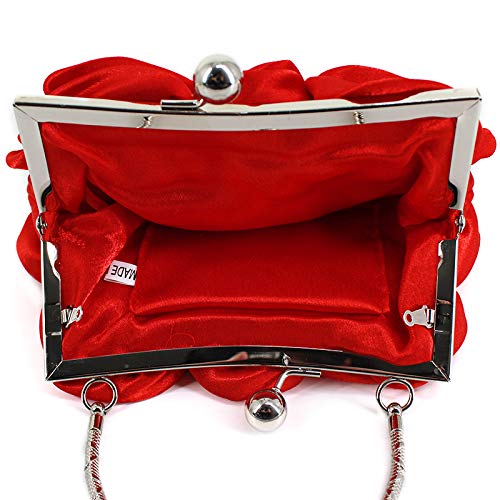 جوسلوثود شنطة يد صغيرة على شكل وردة للنساء من بادي مصنوعة من الساتان الناعم، شنطة يد لحفلات الزفاف، مقاس واحد