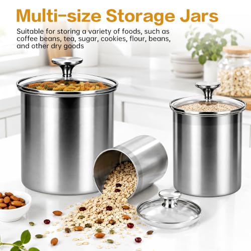 Stlonsge 4-Piece Stainless Steel Airtight Food Canister Set with Glass Lid - image 2