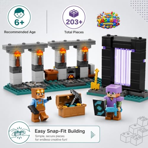 Image of Yashoni Building Blocks Toy Set for Kids | DIY STEM Construction Bricks with Mini Figures, Creative Models & Educational Play Set| Blocks Game (200, Guardian's Portal Cave)