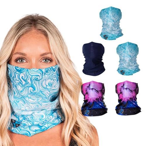 S A Company 5-Pack UV Face Shield | UV 30+ Multipurpose Neck Gaiter Balaclava for Adults