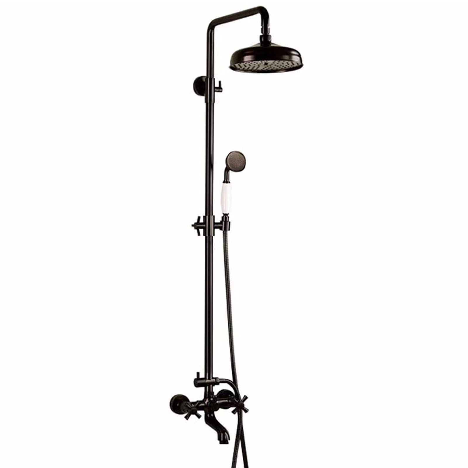 ZYCHSJXA Shower Faucet SetBathroom Antique Brown Bronze Rainfall with Tub Spout 3 Functions Exposed Fixtures Brass Valve, Height Adjustable, Wall Mounted