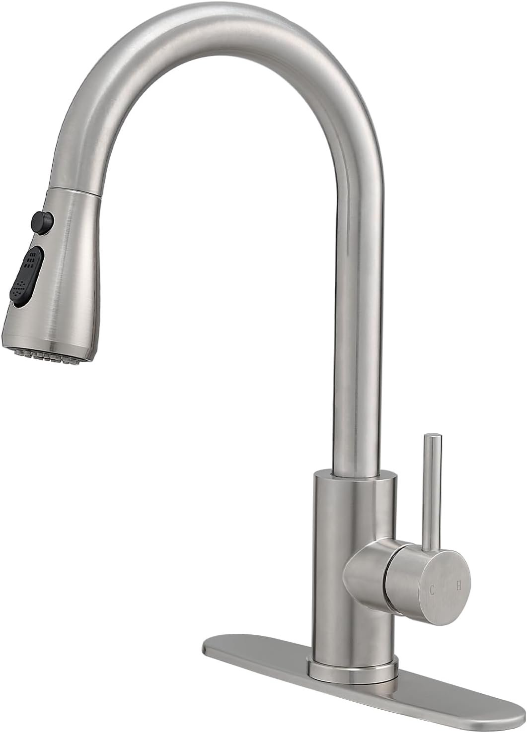 VOTON Kitchen Faucet with Pull Down Sprayer, Brushed Nickel Kitchen Faucets Modern Single Handle High Arc Pull Out Kitchen Sink Faucet 1 or 3 Hole, Faucet for Farmhouse Camper Rv Kitchen Bar Laundry