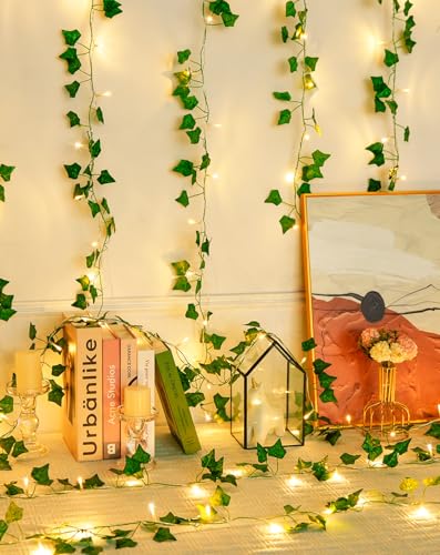 Jmexsuss 100 Led Vines With Lights Plug In, Ivy Vines With Fairy Lights With Remote, 33 Ft Leaf String Lights Waterproof For Room Bedroom Wall Fireplace Decoration(Warm White) thumb #5