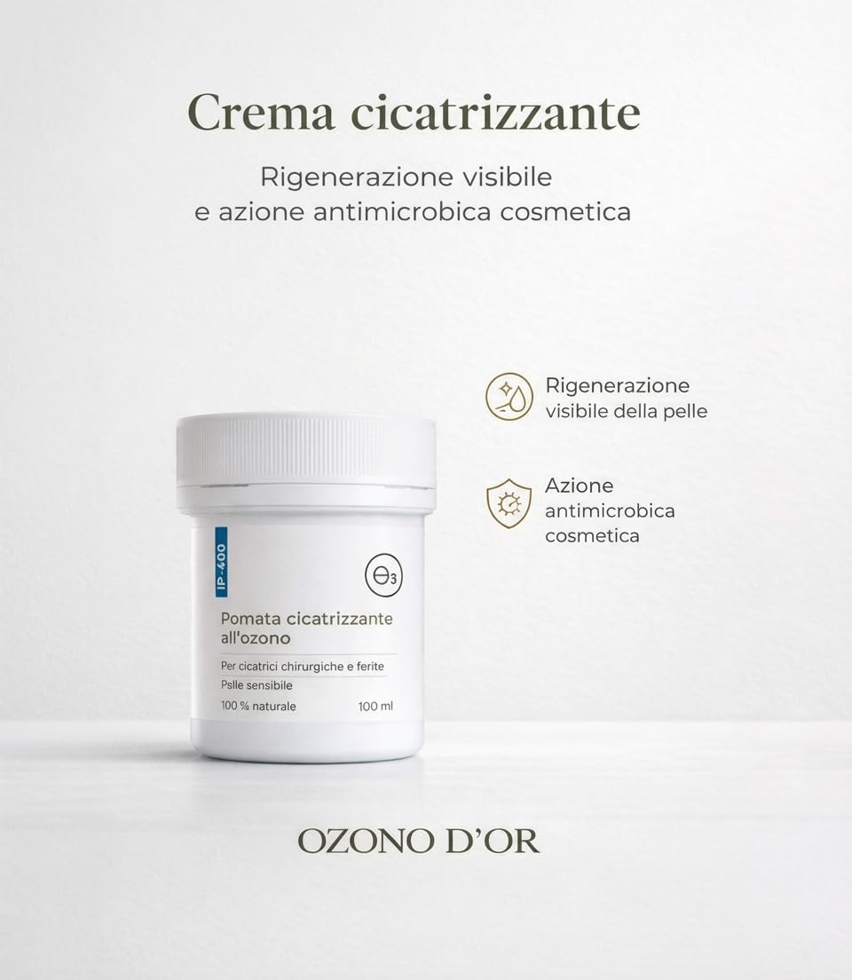 Pomada IP400 Olio di Oliva Vergine Extra Ozonizzato 500 ml crema dermatite atopica cicatrizzante ferite crema cicatrici chirurgiche ozoncreme olio per cicatrici chirurgiche con ozono naturale