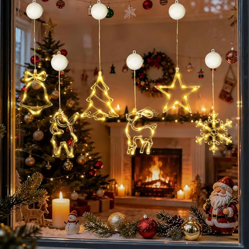 HELESIN LED Sterne Weihnachtsbeleuchtung 6 Stück, Timer Weihnachten...