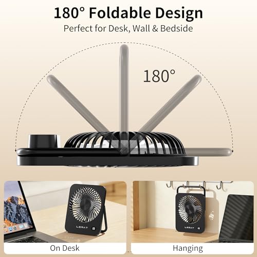5-Speed Lerat USB Rechargeable Foldable Portable Desk Fan - image 7