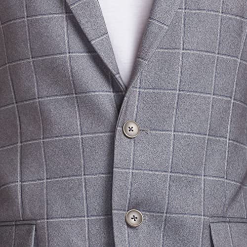 Image of Park Avenue Men's Active Fit Terelyne Spandex Blend Notch Lapel Checks Pattern Full Sleeve Grey Formal Blazer