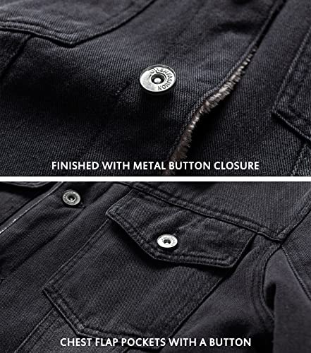 Image of EXEKE Men's Fleece Lined Denim Trucker Jacket Warm Winter Coats