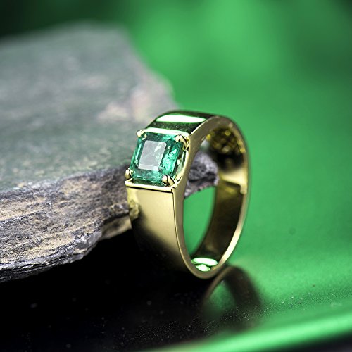 Lanmi Men's 14K/18K Yellow White Gold Natural Emerald Ring Sapphire Tanzanite Engagement Wedding Band With Diamonds For Man Father's Day Promotion #TOP5