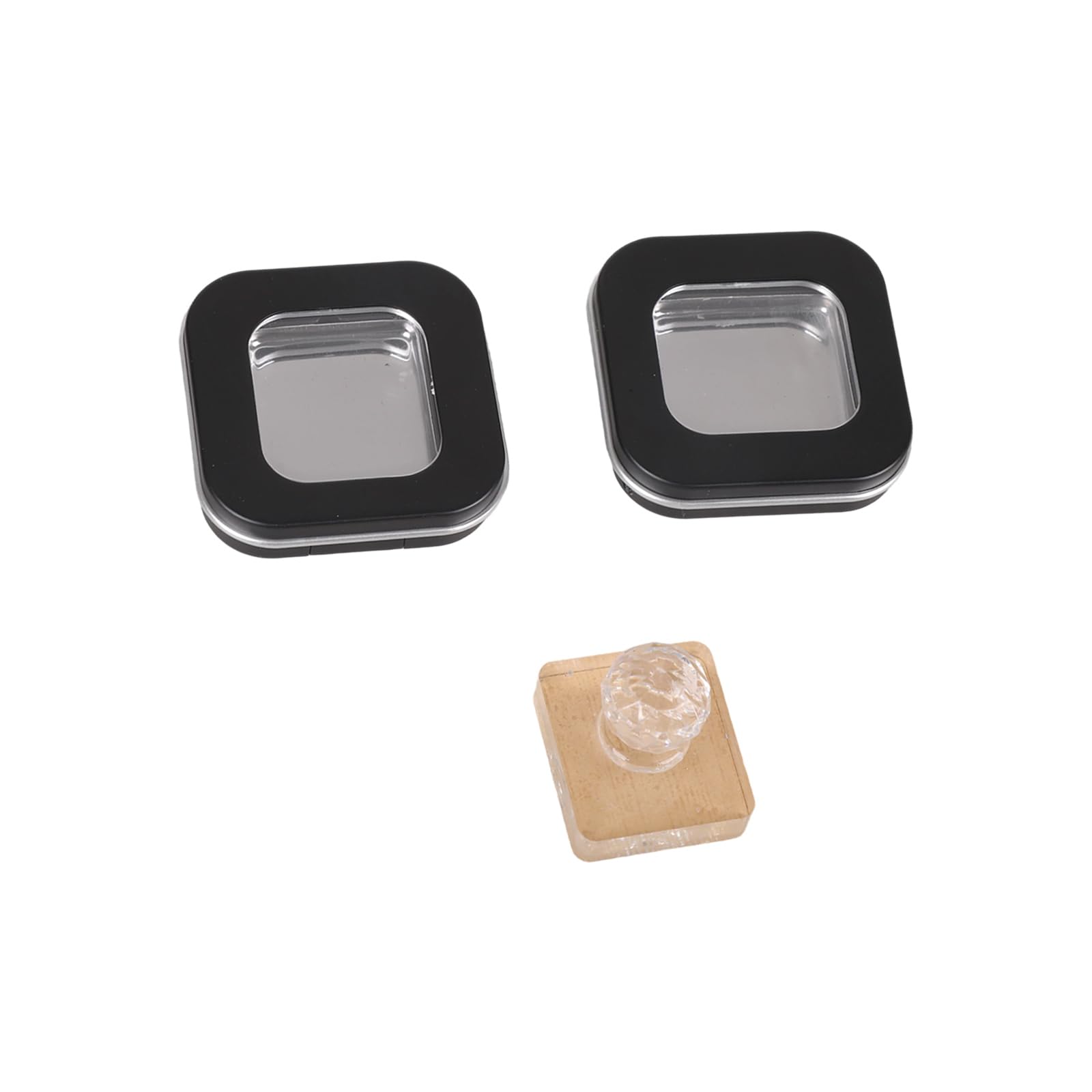 CAZSTYK 2Pieces Elegant Closure Powder Box with Secure Press Stamp Iron Texture Makeup Case for Cosmetic Storage Customizable Cosmetic Case