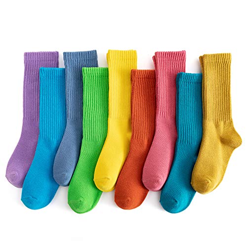 MINI PANDA Girls Socks - 9 Pairs Long Socks for Little Girls