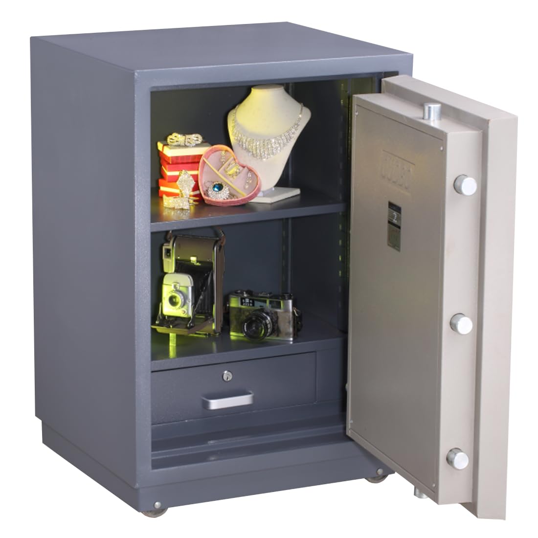 Coffre-fort ignifuge pour objets de valeur, armoire de sécurité antivol avec double verrouillage, idéal pour la protection des documents et des bijoux