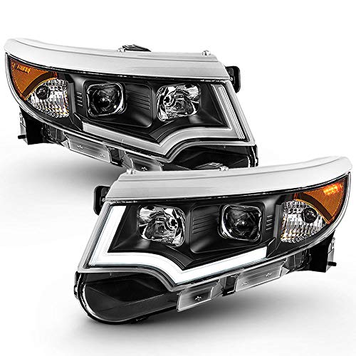 ACANII - For [Halogen Model Only] 2011-2014 Ford Edge Black Housing LED DRL Projector Headlights Headlamps Left+Right