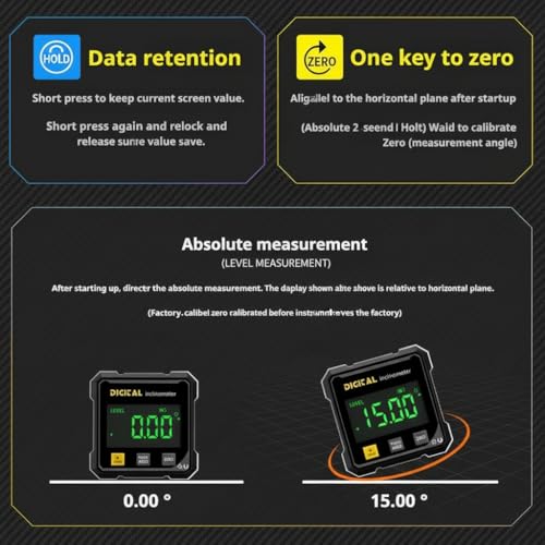 Buscador de ángulos digital magnético recargable USB miniatura 6