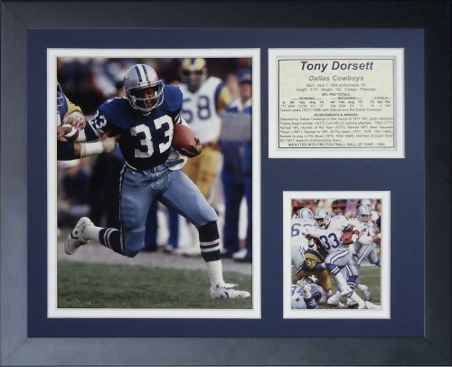 Cadre photo Tony Dorsett de qualité musée, collage d'art Legends Never Die