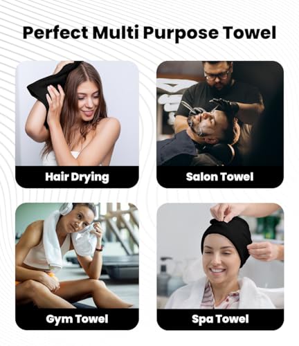 Image of Avalon Towels Salon Towel - Black, Grey and White Hand Towels Bulk Pack of 24 - 100% Cotton Absorbent Spa, Facial & Gym Towel for Working Out - 16x27 Inches (Not Bleach Proof)