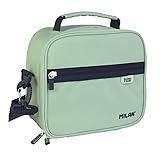 Bolsa isotérmica porta alimentos. Serie 1918, color verde. Inspirada en los colores y diseño originales de las gomas de borrar MILAN.