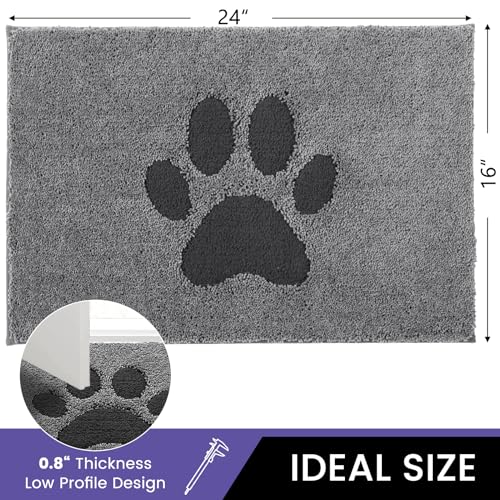 Door Mat Indoor Super Absorbent Microfiber Washable Pet Rug, Low-Profile Entryway Rug with Non-Slip Backing, Dirty Trapper Inside Entrance Doormat for Shoes, 16" x 24", Gray - Image 3